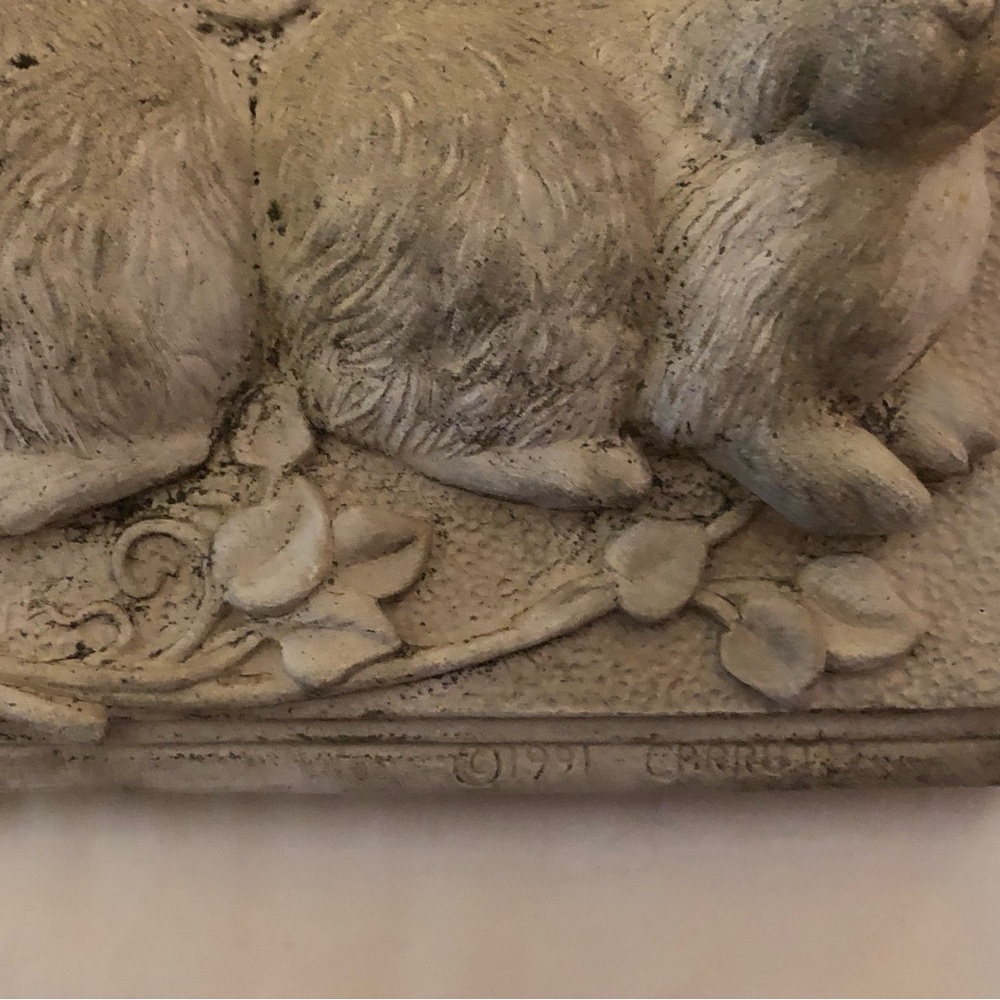 Decorative Rabbit Wall Plaque in Weathered Stone Finish - Picture 7 of 10